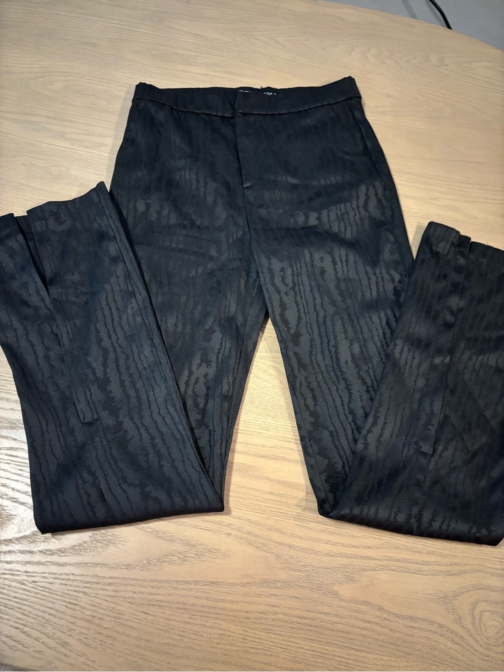 Zara Black Textured Slim Dress Pants